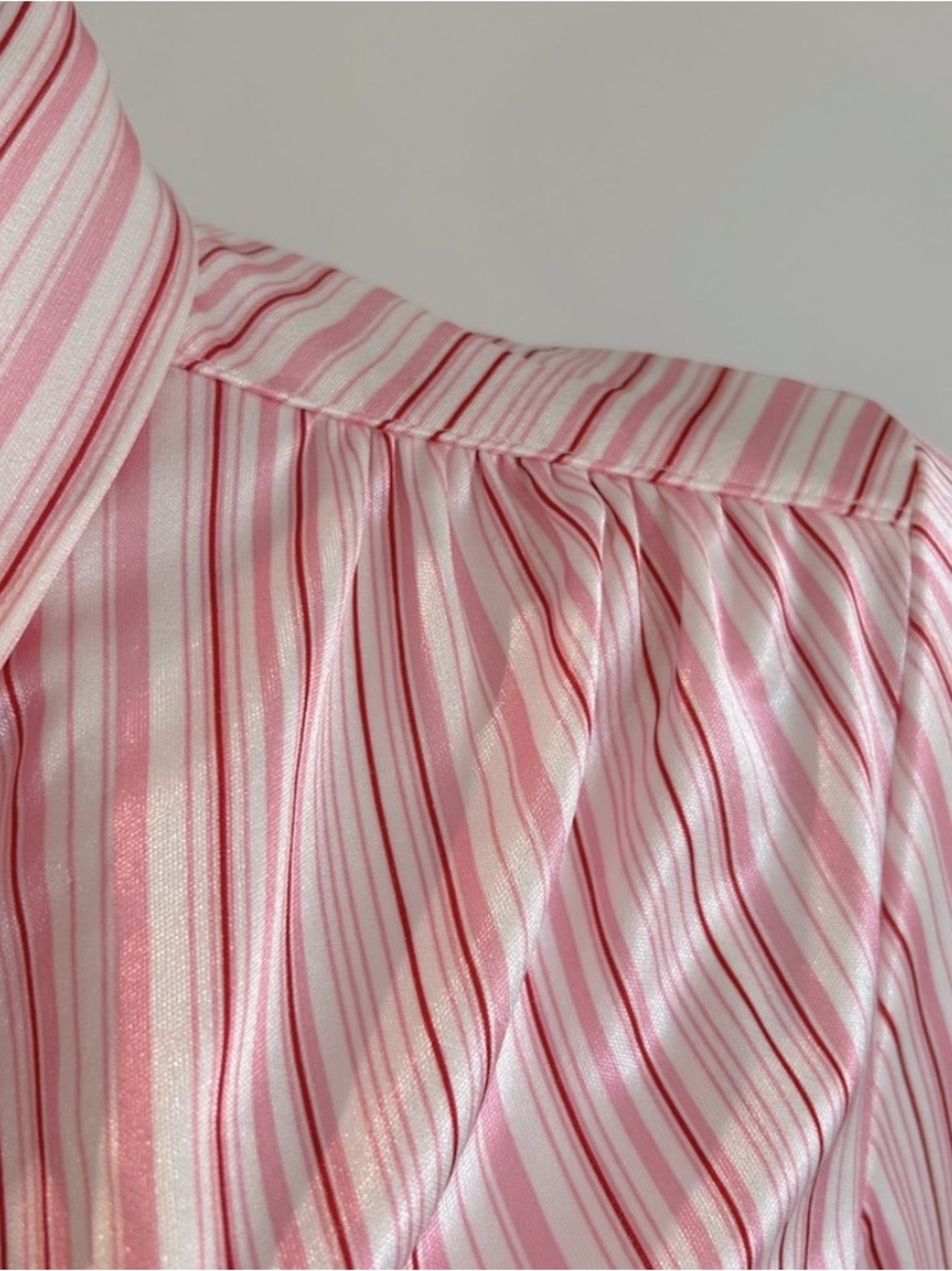 Vintage 70s Candy Cane Striped Tie Blouse Size Small - Picture 12 of 15